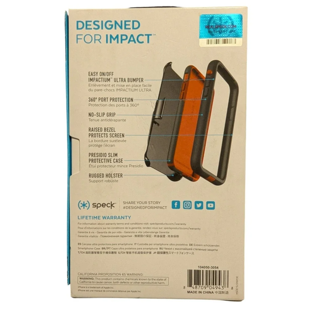 i5. Speck Presidio ULTRA Case For‎ iPhone X / XS -Black W/Holster New